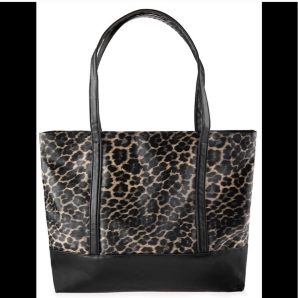 NWT! Vegan Leather Black & Brown Leopard Tote